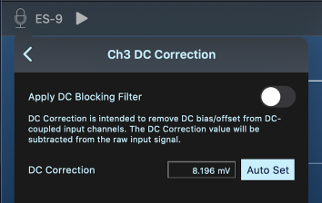 DC Correction Menu Screenshot