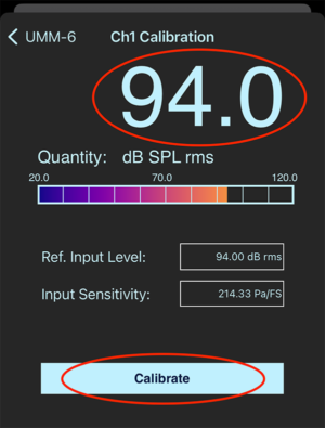 SignalScope Input Calibration Menu After