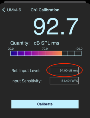 SignalScope Input Calibration Menu Before
