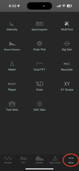 SignalScope X More tab
