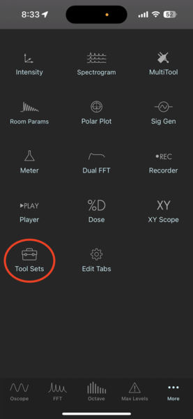 SignalScope X More Tab Tool Sets